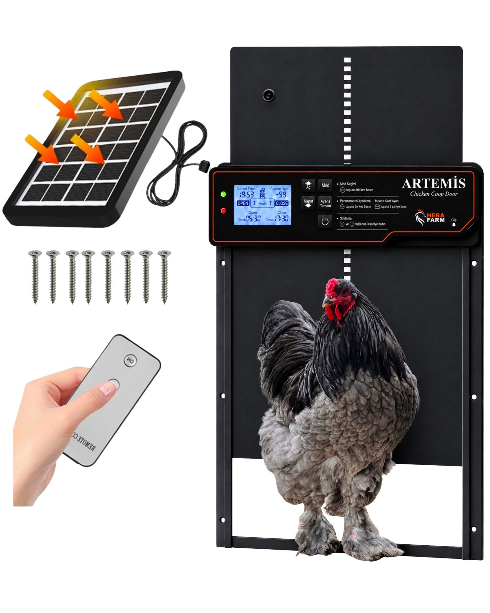 HERA FARM Artemis Dijital Otomatik Tavuk Kümesi Kapısı