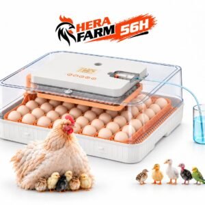 HERA FARM Tam Otomatik 56'lı Kuluçka Makinası-56H (Civciv Suluğu,Yemliği ve Takip Kartı Hediyeli)
